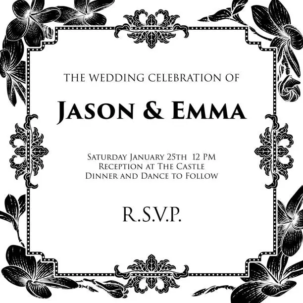 Vector illustration of Plumeria Tropical Flower Wedding Invite Background