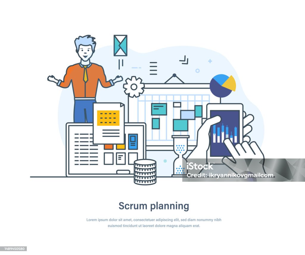 Scrum Planning Process Agile Development Task Sprint Teamwork ...