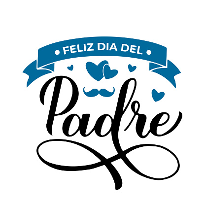 Feliz Dia del Padre calligraphy lettering isolated on white. Happy Fathers Day in Spanish. Vector template for poster, banner, greeting card, flyer, postcard, invitation, etc.