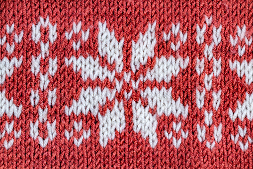 Warm knitted sweater close up