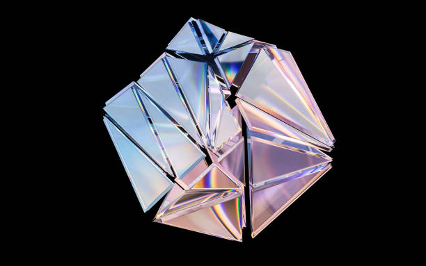 istock Glass geometries with dispersion colors, 3d rendering. 1489462200