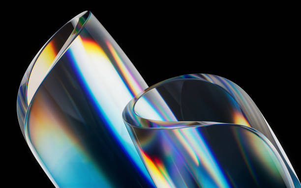 istock Colorful curve glass with dispersion, 3d rendering. 1489462211