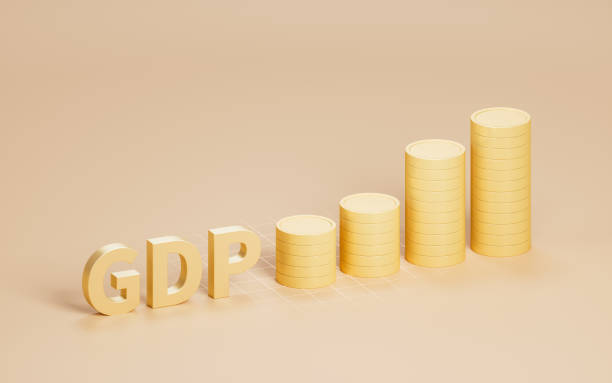 istock Growth of GDP with golden coins, 3d rendering. 1489462265