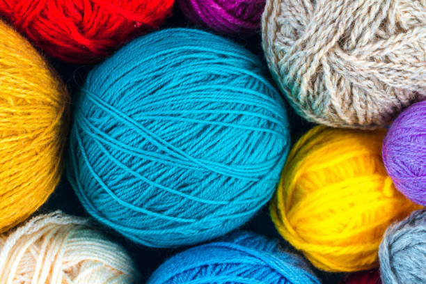 istock Texture of colourful knitting threads 1489463378