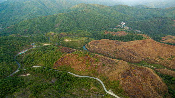 istock aerial view long curve road on the peak in sunset 1489463404