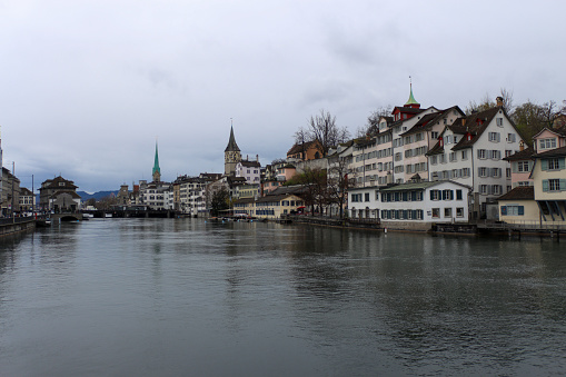 View of Zurich with limmat river