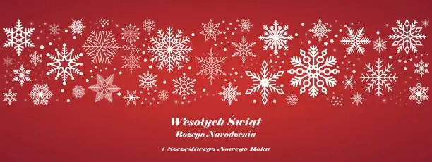 Vector illustration of Merry Christmas and Happy New year vector greeting in Polish language.