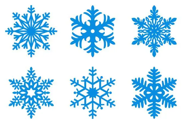 Vector illustration of Frosty snowflakes on an isolated white background.