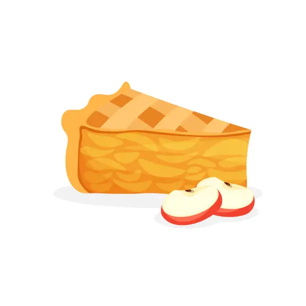 Vector illustration of Traditional piece of apple pie.