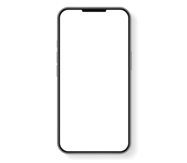 istock 3D realistic high quality smartphone mockup with isolated background. Smart phone mockup collection. Device front view. 3D mobile phone with shadow on white background. 1489474184