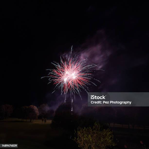 Bicester Gold Spa 2021 Fireworks Display Stock Photo - Download Image Now - Firework - Explosive Material, Firework Display, Long Exposure