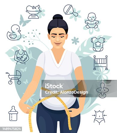 istock Happy Pregnant Woman Measuring Her Belly. 1489475824