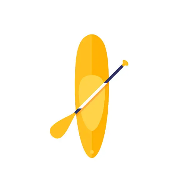 Vector illustration of SUP board and paddle flat icon