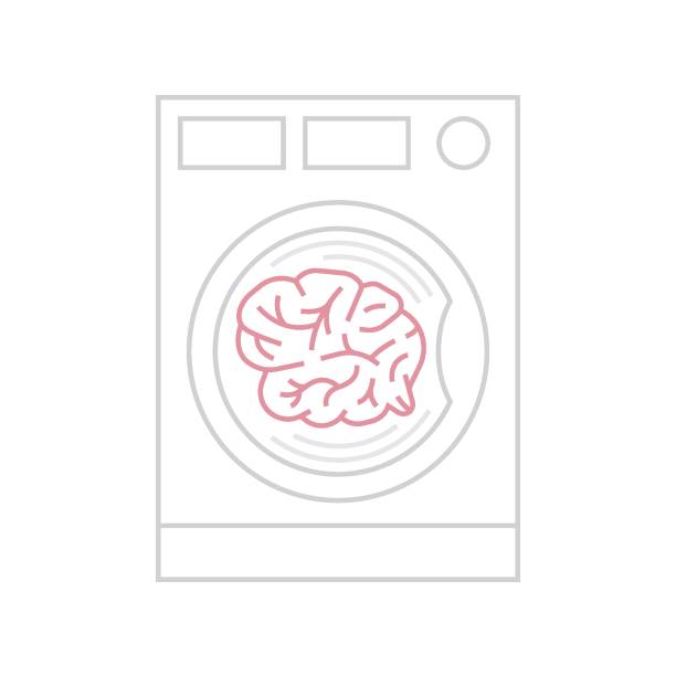 иконка «промывание мозгов», пиктограмма. пропаганда, дезинформация. - brain wash stock illustrations