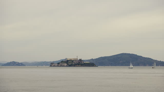 Distant View od Alcatraz Island in San Francisco, California