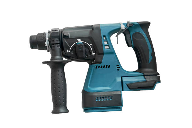 istock A professional tool for work, repair and construction in the store, isolated on white background. Sale of wired power tools and battery powered equipment in the shop 1489495045