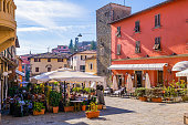 Square in the historic center of Montecatini Alto-,Tuscany,Italy
