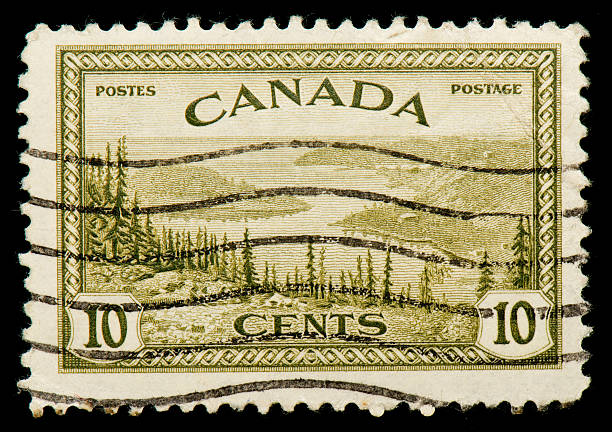 istock Canadian postage stamp with a landscape 148949867