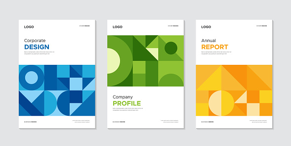 Modern geometric corporate business cover and flyer vector template set