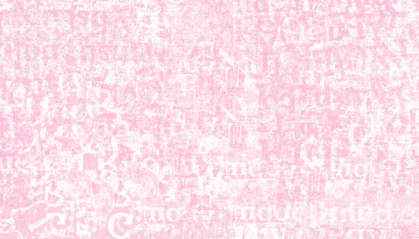 Abstract Pink Grunge Background with Scattered Letter of the Alphabet - textured - copy space - letter shapes