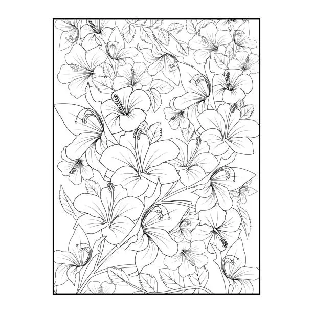 Vector illustration of Hibiscus flower coloring pages for adusts, 
Realistic hibiscus flower coloring pages.
Easy hibiscus flower coloring pages.
Topicial flower hibiccus coloring pages.
Printable hibiscus flower coloring pages.