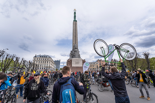 Riga, Latvia – May 1, 2023: Traditional bike enthusiast ride 