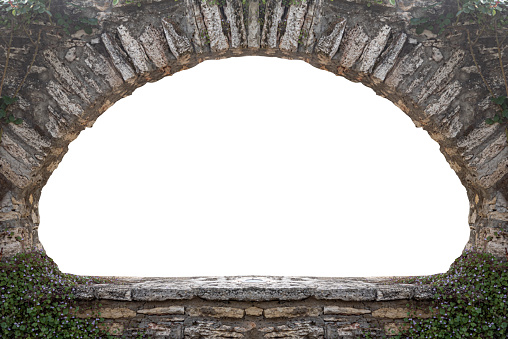 Stone window or arch isolated in white.