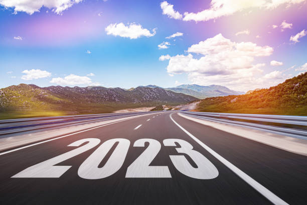 istock Empty road asphalt and New year 2023 concept. 1489514394