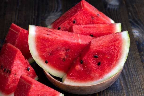 istock Sliced red and ripe watermelon on the table 1489515609