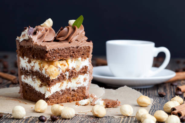 istock Sweet cake with chocolate cakes and salted caramel with nuts 1489517548