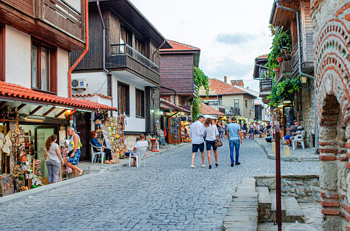 Nessebar, Bulgaria - August 22, 2014: Streets of the old town of Nessebar, Bulgaria.