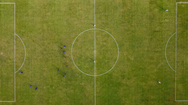 istock Football field with image made by drone 1489519401