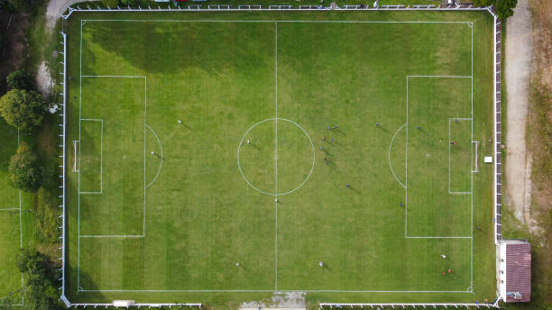 istock Football field with image made by drone 1489519403