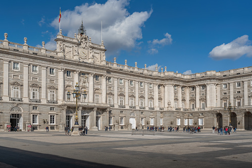 Madrid, Spain - Mar 8, 2019: Royal Palace of Madrid - Madrid, Spain