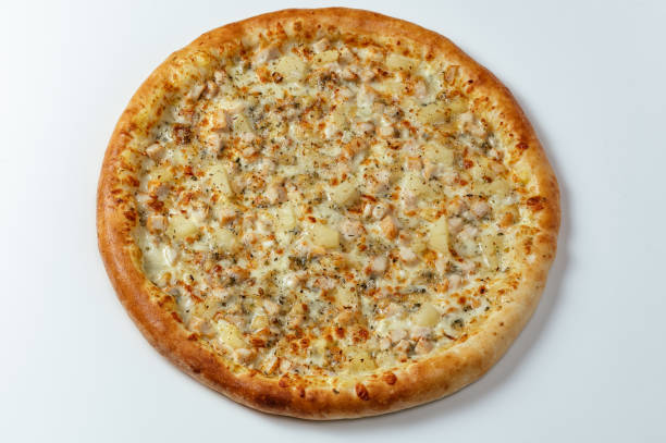 istock Delicious italian pizzas served on a white background 1489525894