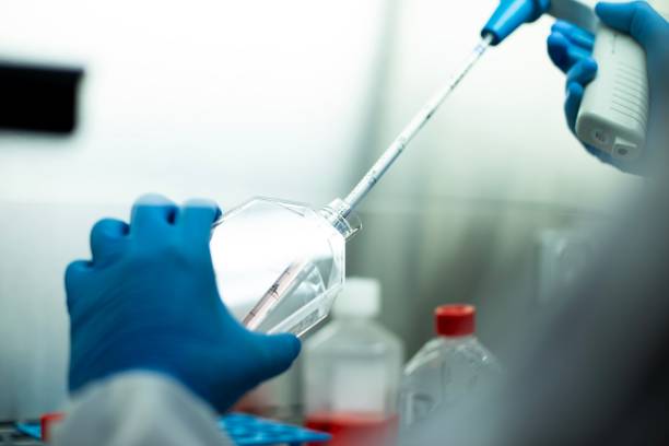 istock Chemist wearing protective gloves conducting a scientific experiment in a laboratory 1489527894