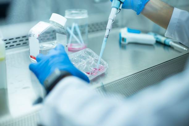 istock Chemist wearing protective gloves conducting a scientific experiment in a laboratory 1489528093