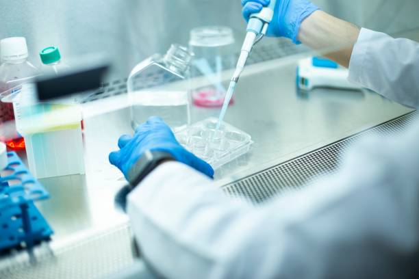 istock Chemist wearing protective gloves conducting a scientific experiment in a laboratory 1489528099