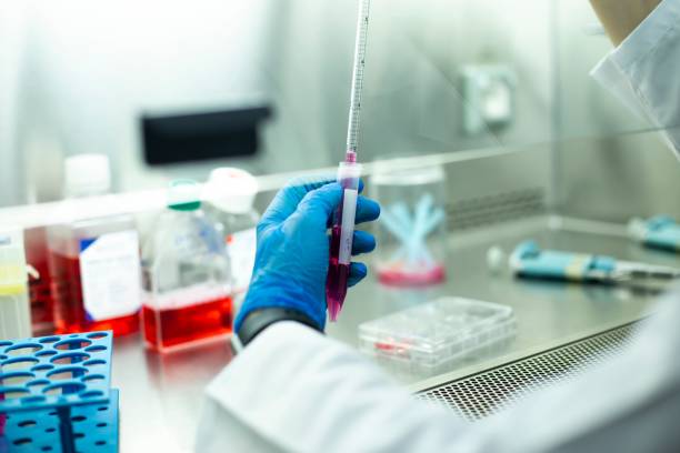 istock Chemist wearing protective gloves conducting a scientific experiment in a laboratory 1489528122