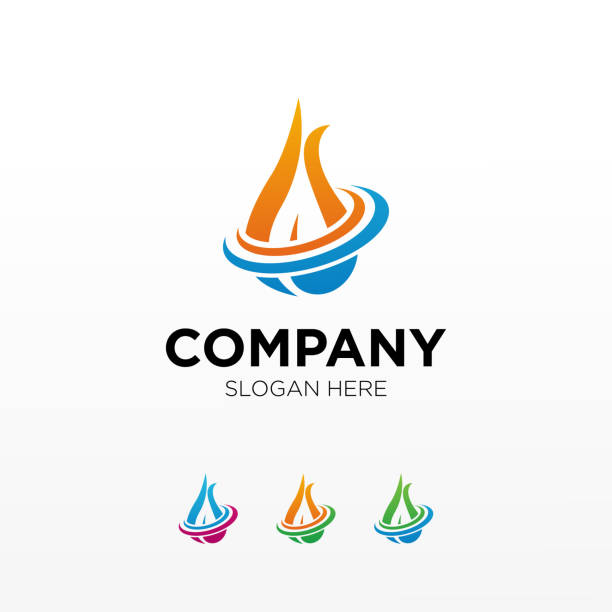 ilustrações, clipart, desenhos animados e ícones de fire flame gas logotipo abstrato design tempalate. - fire backgrounds oil industry bonfire