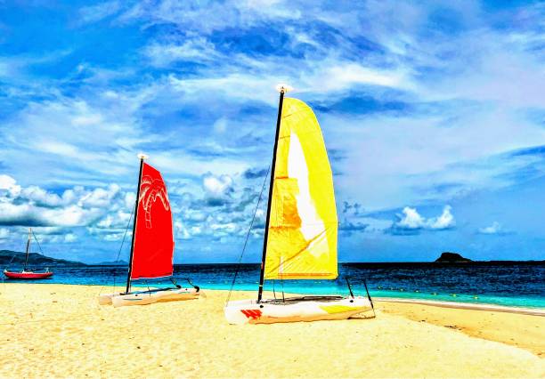 istock A Pair of Catamarans and a Sailboat 1489531552