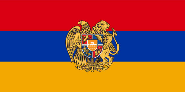 the official current flag of armenia. national flag of armenia. illustration. - ermeni bayrağı stock illustrations