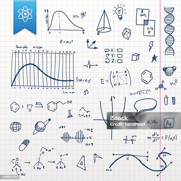 Graphing Paper With Several Scientific Doodles Stock Illustration - Download Image Now - Periodic Table, Design Element, Science