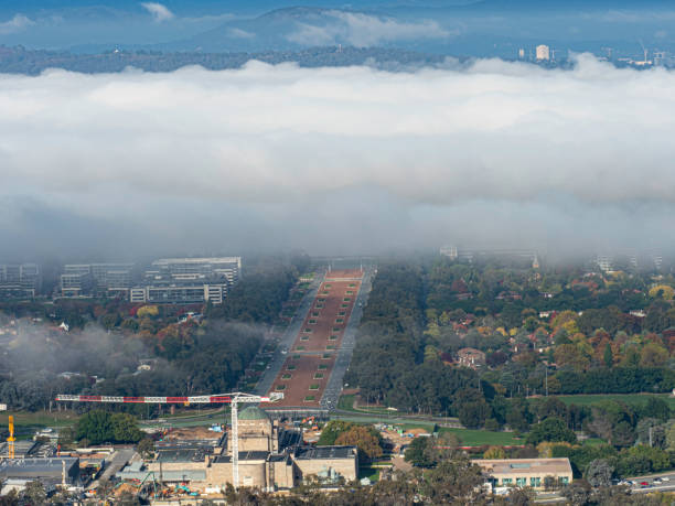 istock High angle view of road and clouds 1489548208