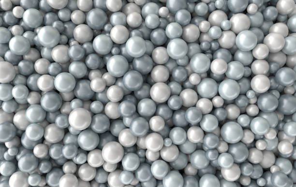 istock Abstract 3d rendering geometric background with white and grey pearl spheres, beads 1489550108