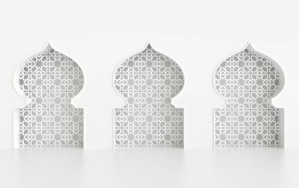 istock 3d render mosque element in ornate arabic, Islamic architecture style. White color. Ramadan Kareem. Muslim community festival. 1489550144
