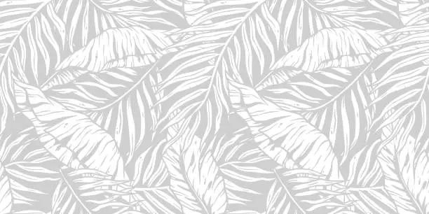 Vector illustration of Tropical exotic leaves or plant seamless pattern for summer background and beach wallpaper