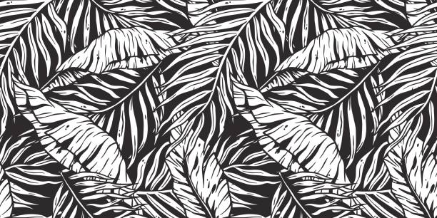 istock Tropical exotic leaves or plant seamless pattern for summer background and beach wallpaper 1489551788