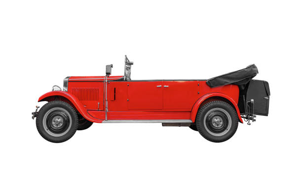 istock Red convertible car isolated on white background. 1489553606