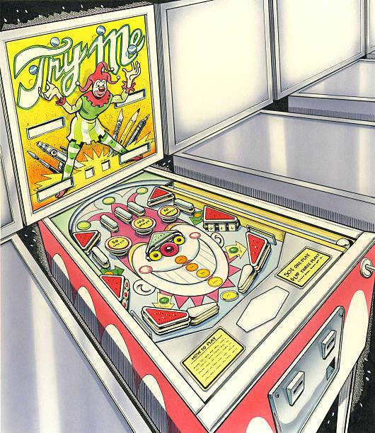 ilustraciones, imágenes clip art, dibujos animados e iconos de stock de máquina pinball partido - arcade amusement arcade leisure games machine